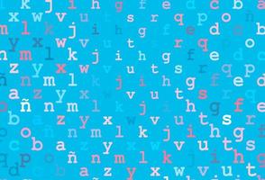 Light blue, red vector pattern with ABC symbols.