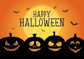 halloween background with jack o lanterns vector