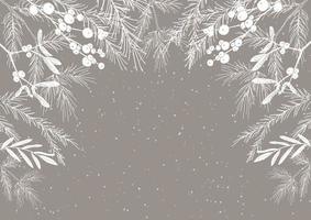 hand drawn christmas background with mistletoe and berries border vector