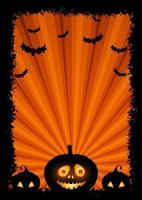 Halloween background with grunge border and jack o lantern vector