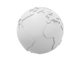 Globe Earth. Minimalist cartoon. White icon on white background. 3D rendering. photo