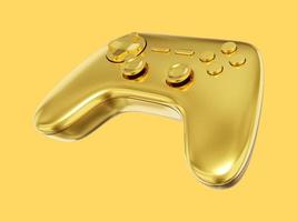 Realistic console game controller. Gold isolated icon on yellow background. 3D rendering. photo