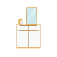 Mirror on the Minimalist Drawer Flat Illustration. Clean Icon Design Element on Isolated White Background vector