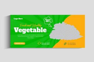 Healthy food vegetable social media cover banner template vector