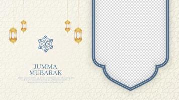 Jumma Mubarak Islamic Arabic White Luxury Background with Geometric pattern and Empty Space for Photo vector
