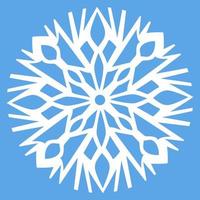 White vector snowflake on a blue background