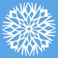 White vector snowflake on a blue background