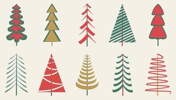 Vector set of Christmas trees on a white background.