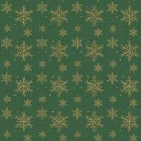 Vector seamless pattern with golden snowflakes on a green background
