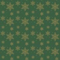 Vector seamless pattern with golden snowflakes on a green background