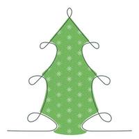 Vector drawing of a Christmas tree in the style of line art on a white background.