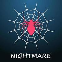 Halloween pattern with spider and web on night background. vector