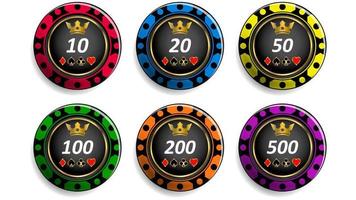 Set of custom colorful poker chips vector