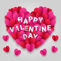 Happy valentines day paper cut style with colorful heart shape in white background vector