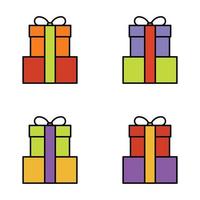 Set of gift box on white background, vector illustration