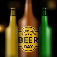 International Beer Day, on August. Cheers with clinking beer mugs conceptual. vector illustration.