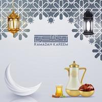 Ramadan kareem greeting card template islamic with geomteric pattern. vector illustration