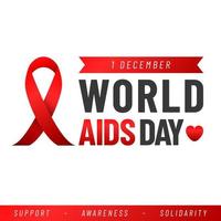 World AIDS day poster. Aids Awareness Red Ribbon. Vector illustration.