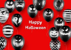 Halloween Poster and Banner Template with Black Balloons on Red background vector