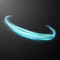 Blue glowing shiny spiral lines abstract light speed and shiny wavy trail vector