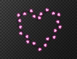 Heart shaped lights isolated on transparent background, design vector illustration