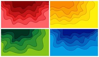 Set of 3D abstract background and paper cut shapes, vector illustration