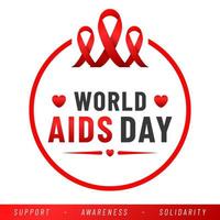 World AIDS day poster. Aids Awareness Red Ribbon. Vector illustration.