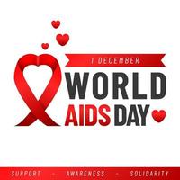 World AIDS day poster. Aids Awareness Red Ribbon. Vector illustration.
