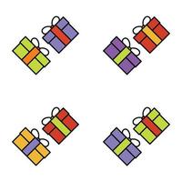 Set of gift box on white background, vector illustration