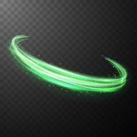 Green glowing shiny spiral lines abstract light speed and shiny wavy trail vector