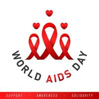 World AIDS day poster. Aids Awareness Red Ribbon. Vector illustration.