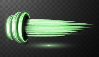 Green glowing shiny spiral lines abstract light speed and shiny wavy trail vector