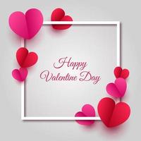 Happy valentines day paper cut style with colorful heart shape in white background vector