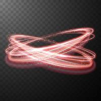 Red glowing shiny spiral lines abstract light speed and shiny wavy trail vector