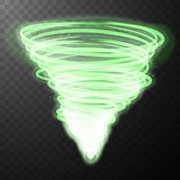 Green glowing shiny spiral lines abstract light speed and shiny wavy trail vector