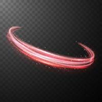 Red glowing shiny spiral lines abstract light speed and shiny wavy trail vector