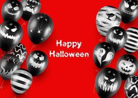 Halloween Poster and Banner Template with Black Balloons on Red background vector