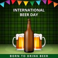 International Beer Day, on August. Cheers with clinking beer mugs conceptual. vector illustration.