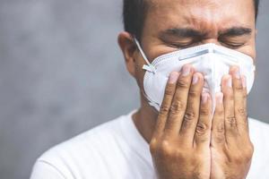 man wearing mask prevent germs photo