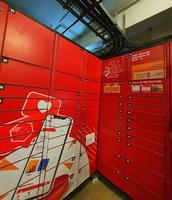 West Java, Indonesia on July 2022. Red lockers are for storing things. photo