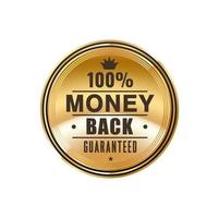 Money back guarantee golden badge and label vector