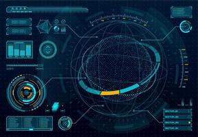 HUD infographic, dashboard panel with space sphere vector