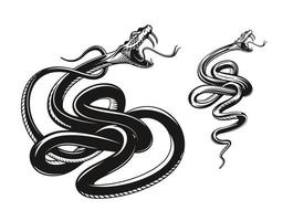 Angry snake tattoo, rattlesnake or cobra viper vector
