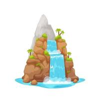 Jungle river waterfall, cartoon water cascade vector