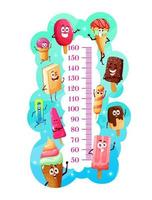 tabla de altura para niños con conos de helado de dibujos animados vector