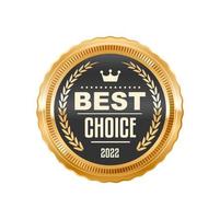 insignia de oro de mejor elección y etiqueta de premio de producto vector