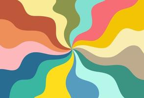 Sunburst de giro retro colorido. Fondo abstracto vintage espiral. ilustración de arte vectorial de vórtice ondulado. diseño de fondo de arco iris multicolor simple. vector
