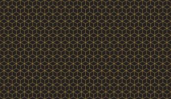Geometric line art background. Simple artwork illustration of flat shapes, square segments, parallelograms, rhombuses, hexagons. Luxury premium seamless pattern backdrop, vector in black and gold.