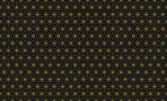 Asanoha Hemp Leaves Pattern, traditional Japanese motif, archetypal design in the Heian Period. Geometric line art background. Simple luxury vintage seamless pattern backdrop, in black and gold. vector