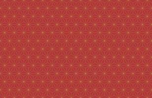 Asanoha Hemp Leaves Pattern, traditional Japanese motif, archetypal design in the Heian Period. Geometric line art background. Simple luxury vintage seamless pattern backdrop, vector in red and gold.